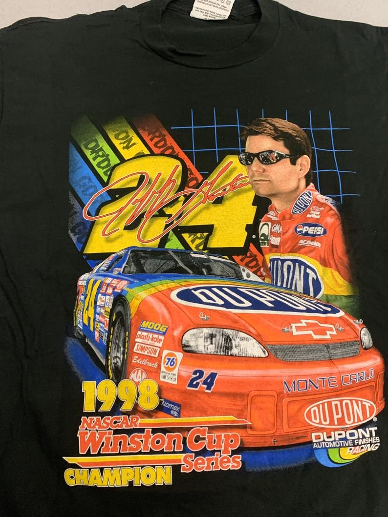 Vintage 1998 Jeff Gordon Racing Winston Cup 3 Time Champion Nascar Graphic Shirt