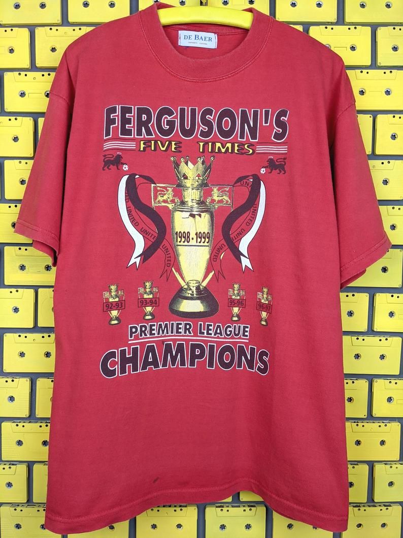 Vintage 1999 FC Manchester United Alex Ferguson Red Devils MU Football Soccer Shirt