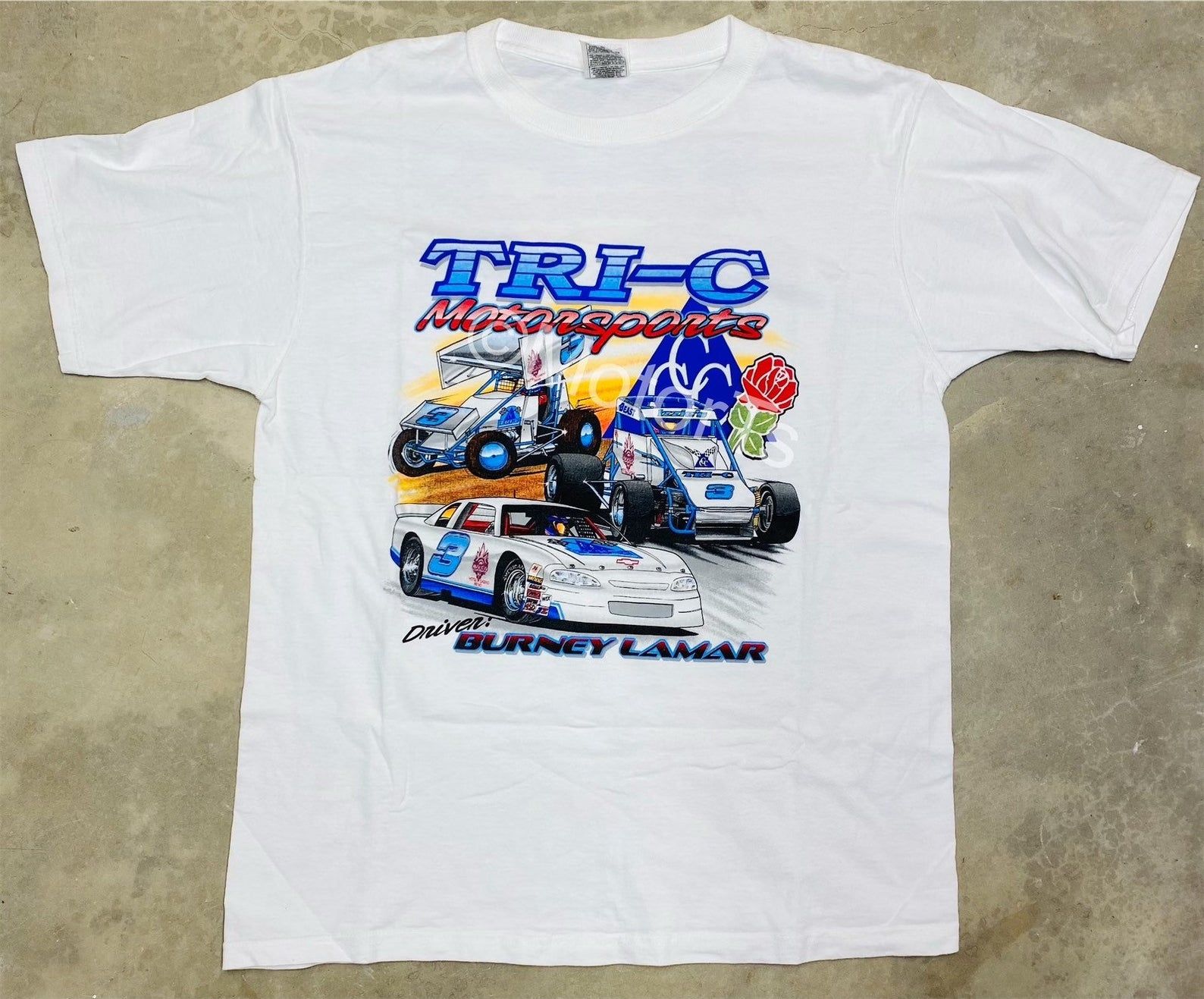 Vintage 2000 Burney Lamar / Tri-C Racing Tee - vintage 2000 burney lamar tri c racing tee bgbbc