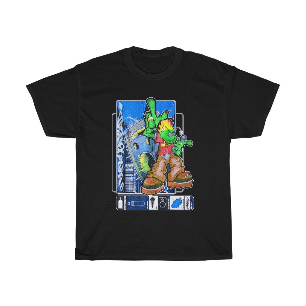 Vintage 2000 Y2K Jnco Flamehead Hip Hop Street Skateboarding Unisex Heavy Cotton Tee 211023