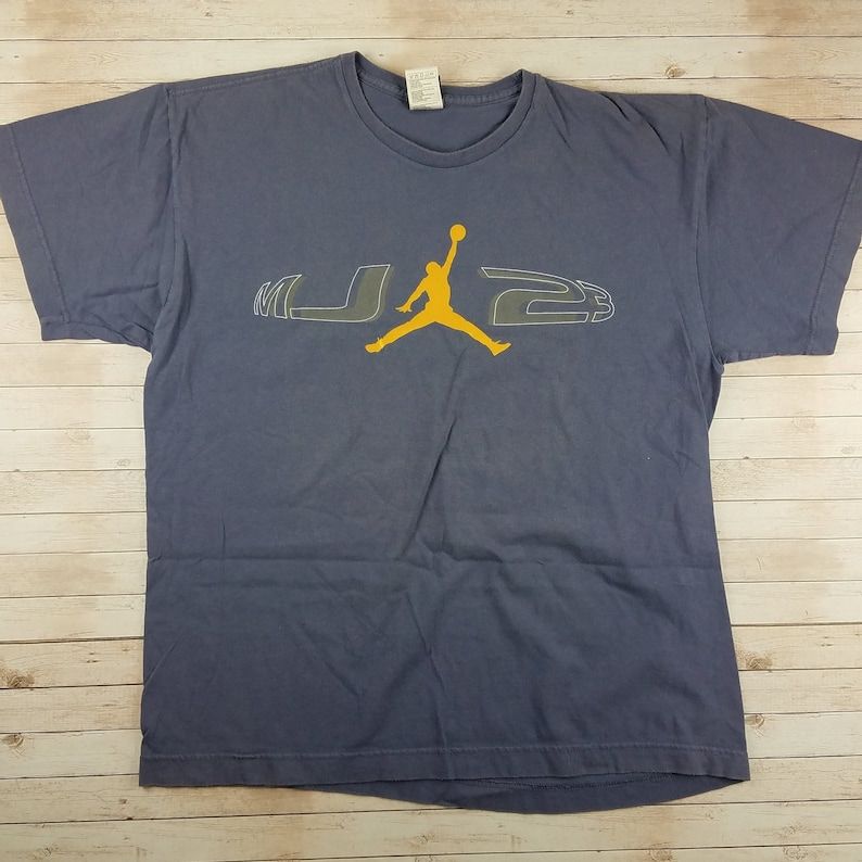 Vintage 2000S Mj 23 Jumpman Michael Jordan Brand Made In Usa Gray Crewneck Tee Shirt Arge In Good Condition