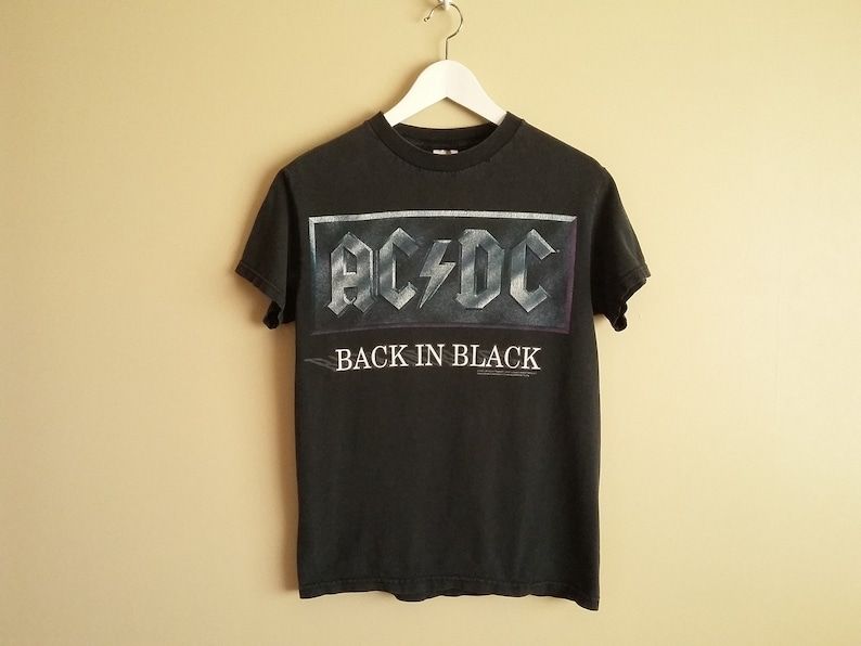 Vintage 2001 Ac Dc Back In Black T Shirt Size Small Slightly Faded Worn Rock N Roll Classic Rock Classic Albums