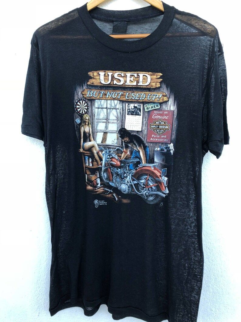 Vintage 3D Emblem Harley Davidson Used 1987 Paperthin Rare T Shirt