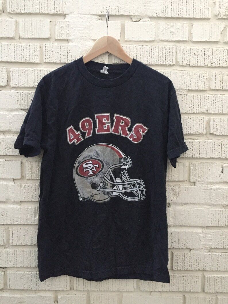 Vintage 49Ers T Shirt Black San Francisco Nfl Football Shirt Medium Cotton