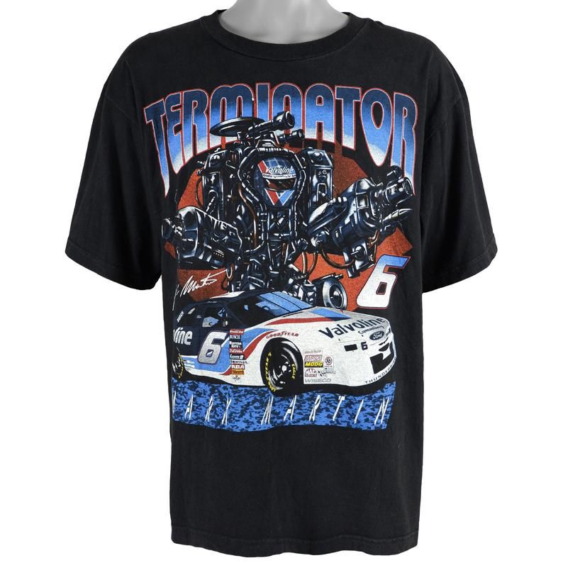 Vintage 6 Mark Martin Terminator Spell Out 1990's Shirt