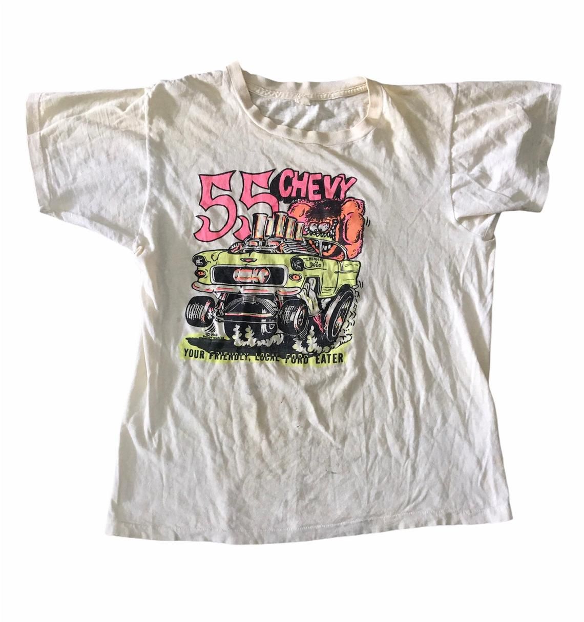 Vintage 70s 55 Chevy Your Friendly Local Ford Eater Roach Graphic shirt