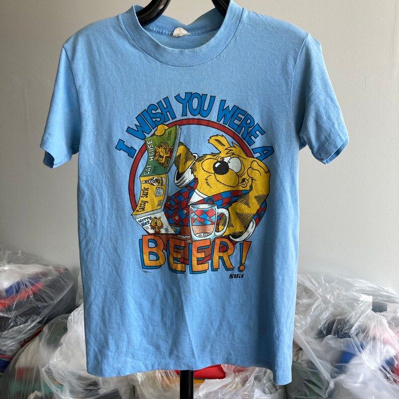 Vintage 70S 80S Wish You Were Beer Incredible Graphic T Shirt