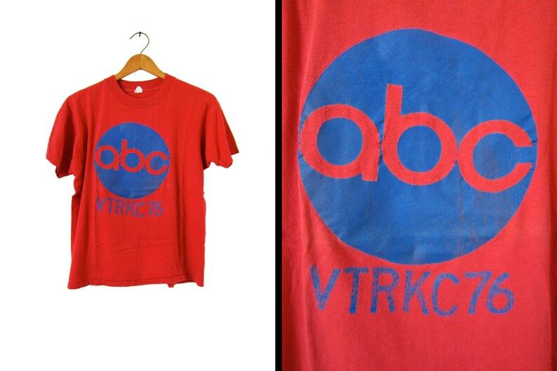 Vintage 70S Abc News T Shirt Vtrkc 76 Tv Retro Red