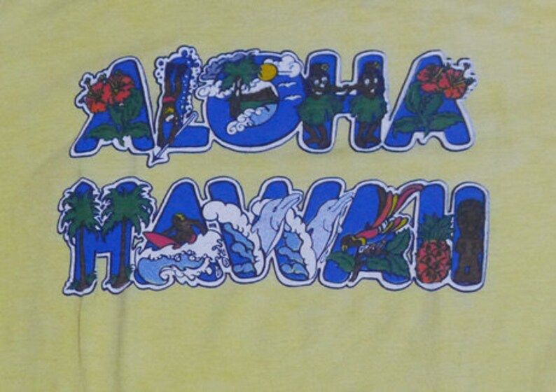 Vintage 70S Aloha Hawaii Yellow T Shirt