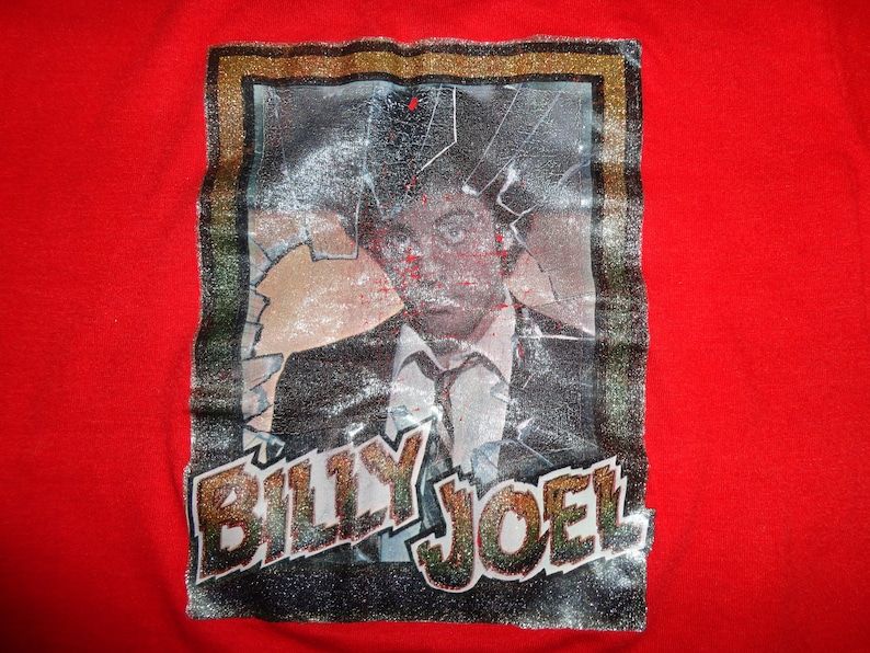 Vintage 70S Billy Joel Iron On Red Tshirt Youth L 14 16 50 50 Kordel Cotton Sneakers Brand Very Good Condition Rare