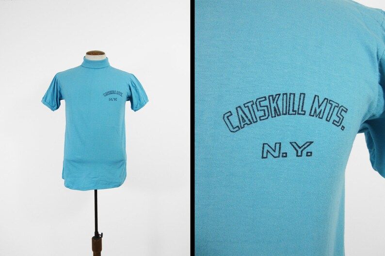 Vintage 70S Catskill Mountains T Shirt Turtle Neck Sports Tee Brooklyn Ny