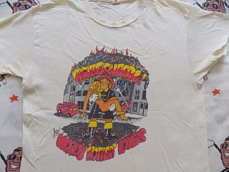 Vintage 70S Firefighters The Worlds Hottest Lovers T Shirt Edium Funny Risqu Sexy Hanes Tag