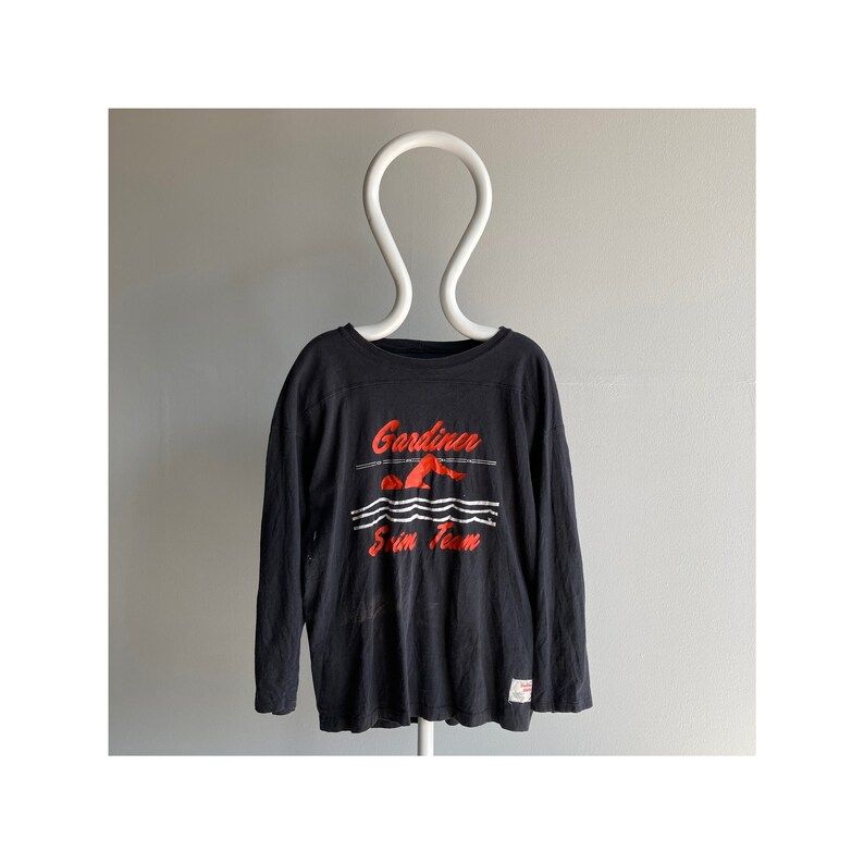 Vintage 70S Gardiner Swim Team Long Sleeve T Shirt