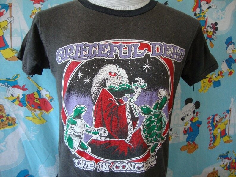 Vintage 70S Grateful Dead Live In Concert Single Stitch Band Tour Graphic Parking Lot Tee T Shirt Psychedelic T Shirt