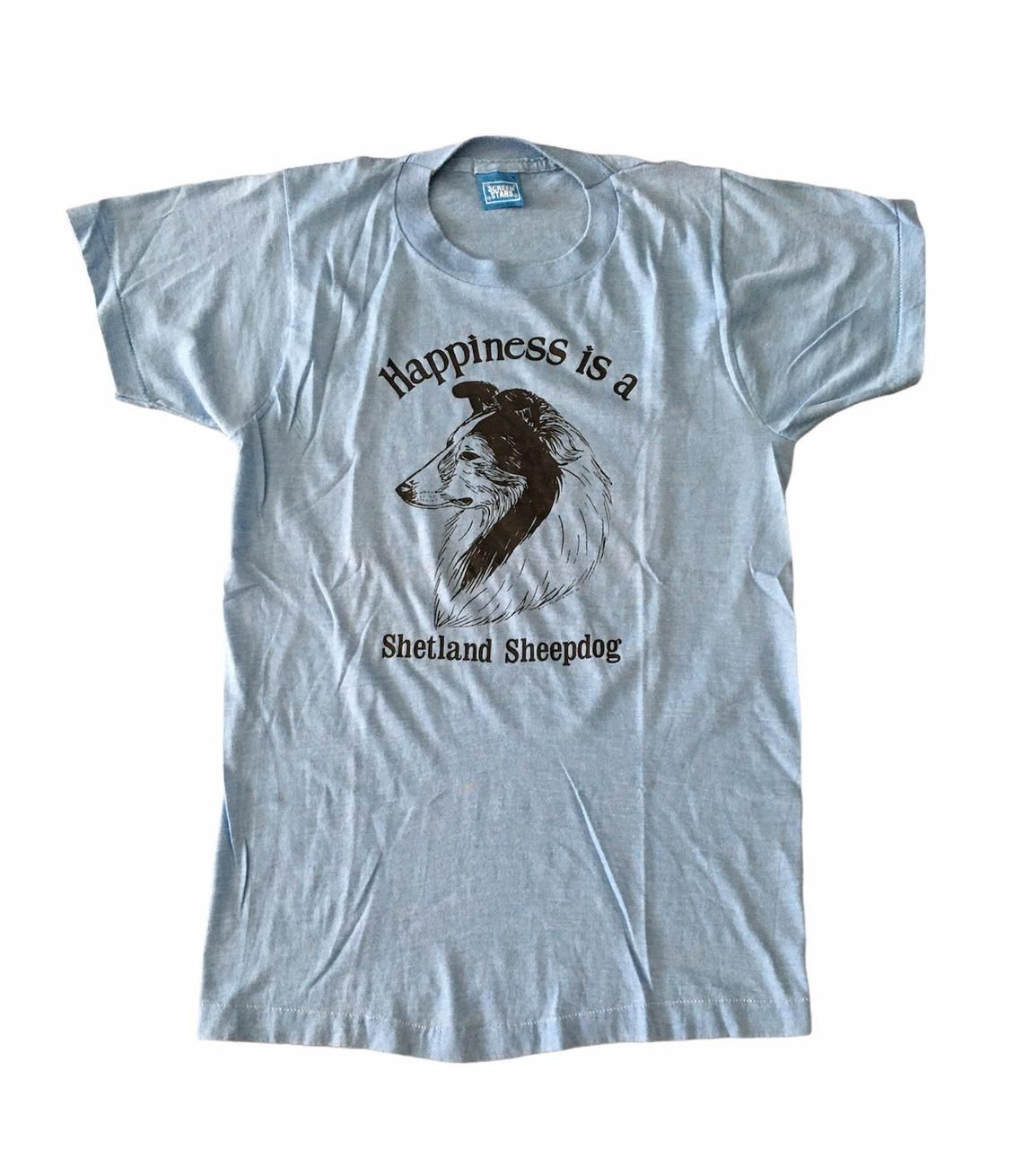 Vintage 70s Happiness Is A Shetland Sheepdog Screen Stars shirt