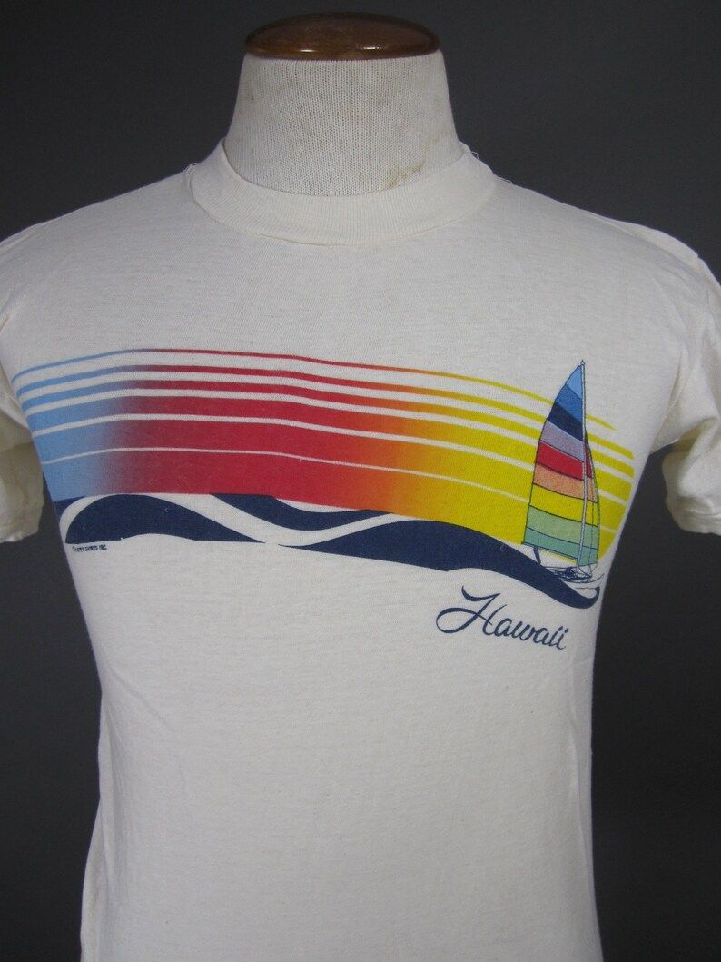 Vintage 70S Hawaii T Shirt Happy Shirts Rainbow Windsurfer
