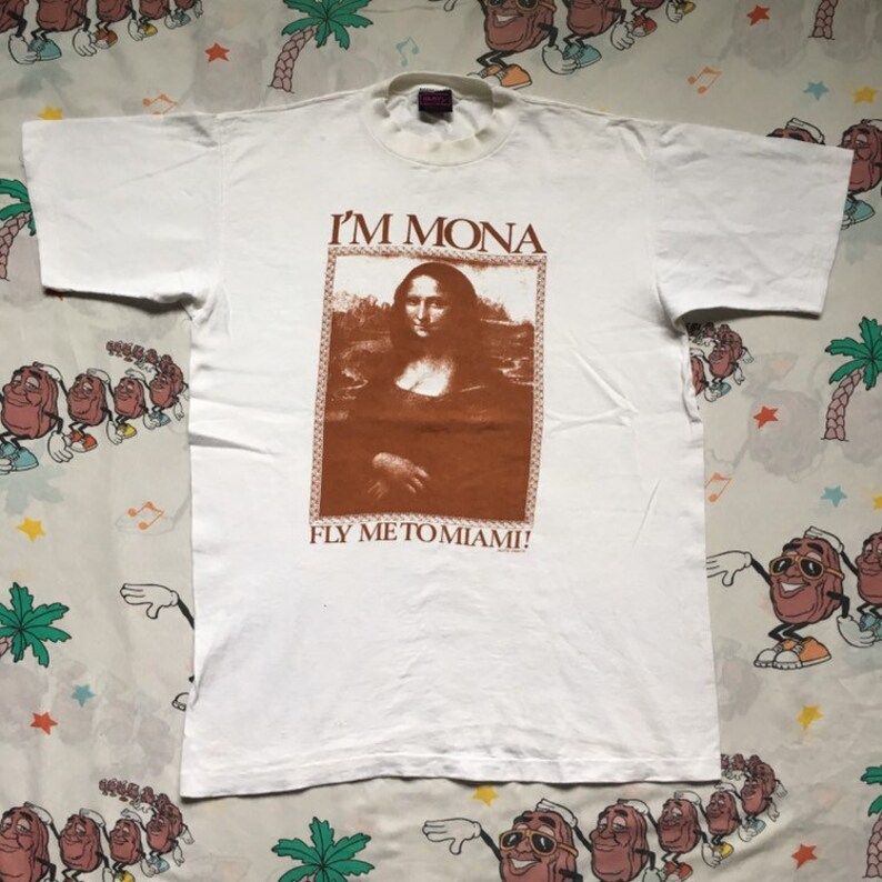 Vintage 70S Im Mona Fly Me To Miami T Shirt Edium National Airlines Commercial Spoof