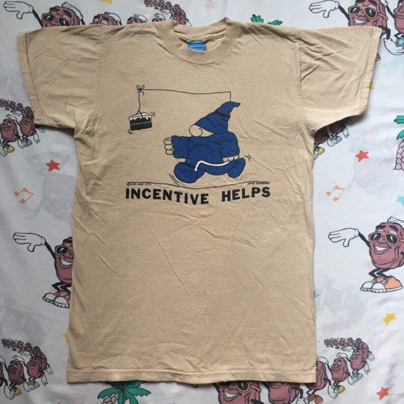 Vintage 70S Incentive Helps T Shirt Size Small 1979 Ocd Inc Cartoon