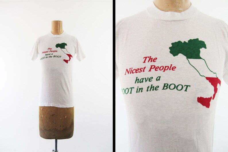 Vintage 70S Italian Pride T Shirt Italy Heritage Root In The Boot Nos Deadstock
