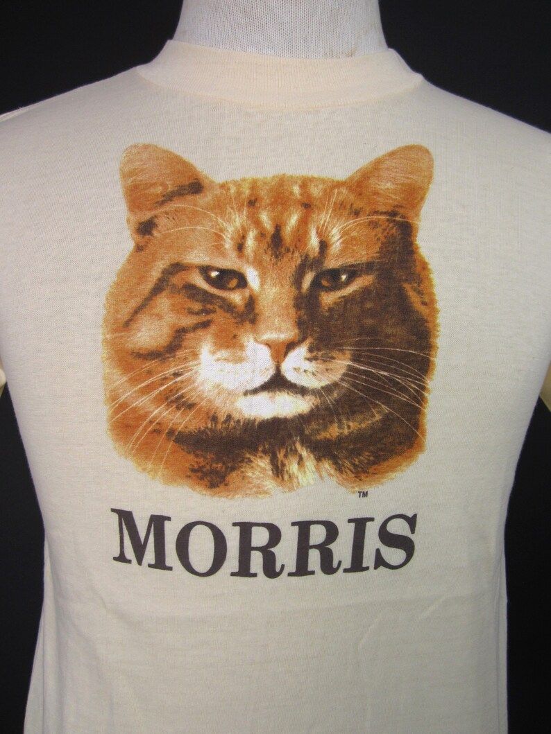 Vintage 70S Morris 9 Lives T Shirt Orange Cat Food Tee All Cotton