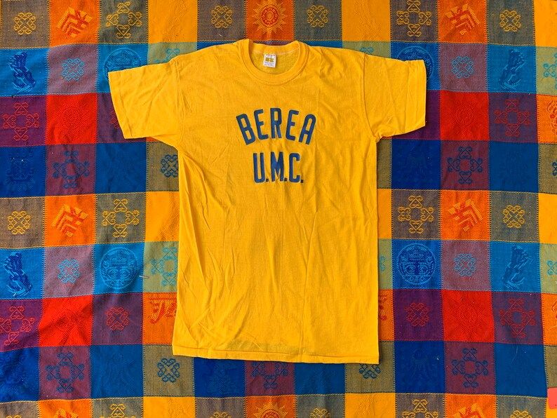 Vintage 70S Russell Mills Berea Umc Single Stitch Tee Arge