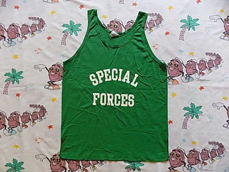 Vintage 70S Special Forces Athletic Jersey Tank Top Edium By Soffe Athletic