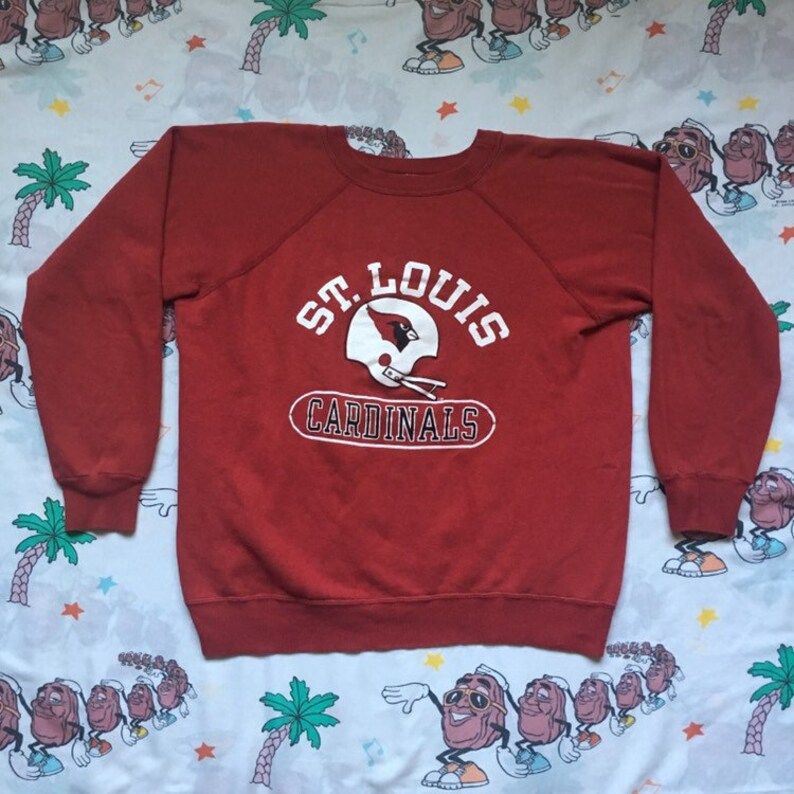Vintage 70S St Louis Cardinals Sweatshirt Edium Champion Blue Bar Gussetts