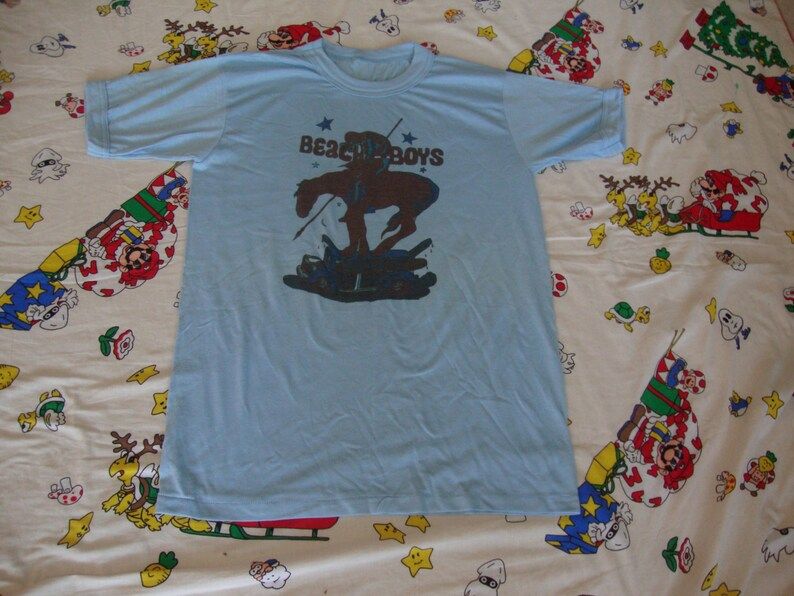 Vintage 70S The Beach Boys Soft Thin Blue Concert Tour T Shirt