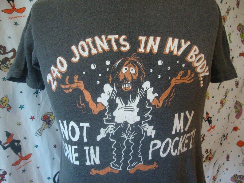 Vintage 70S Weed 240 Joints In My Body Not One In My Pocket Faded Black Biker Smoking Tee Faded Black Crop Top T Shirt