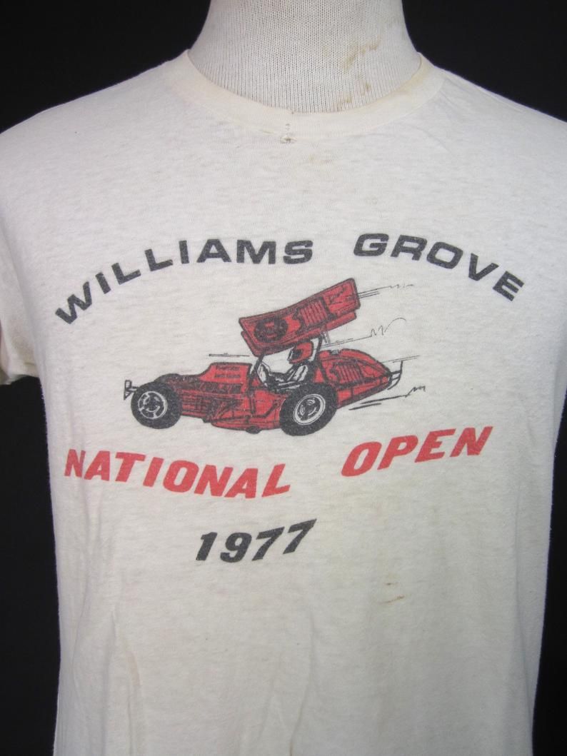 Vintage 70S Williams Grove Race 1977 National Open Sprint Car Racing Shirt