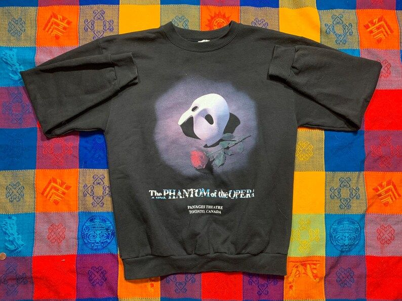 Vintage 80S 1980S Phantom Of The Opera Theatre Pantages Theatre Toronto Canada Crewneck Sweatshirt Edium