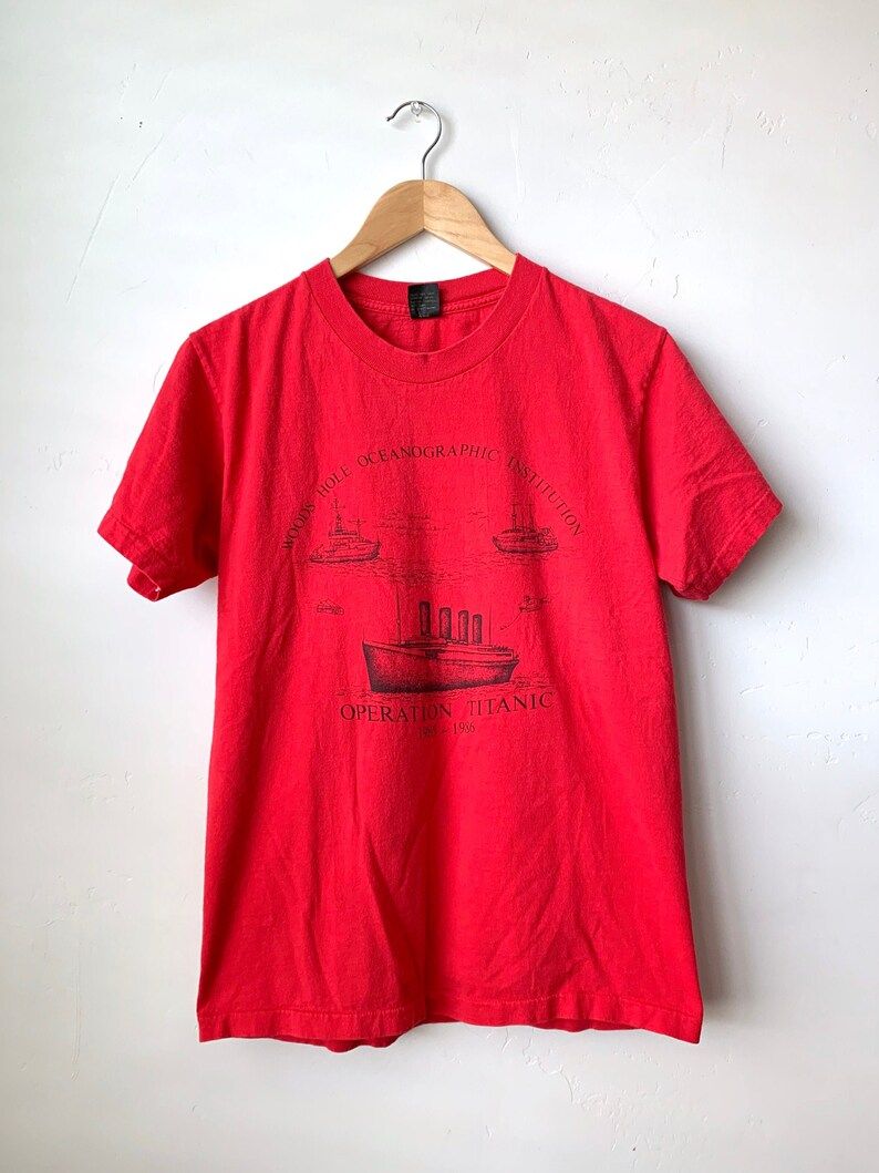 Vintage 80S 1985 1986 Woods Hole Oceanographic Institution Operation Titanic Single Stitch T Shirt