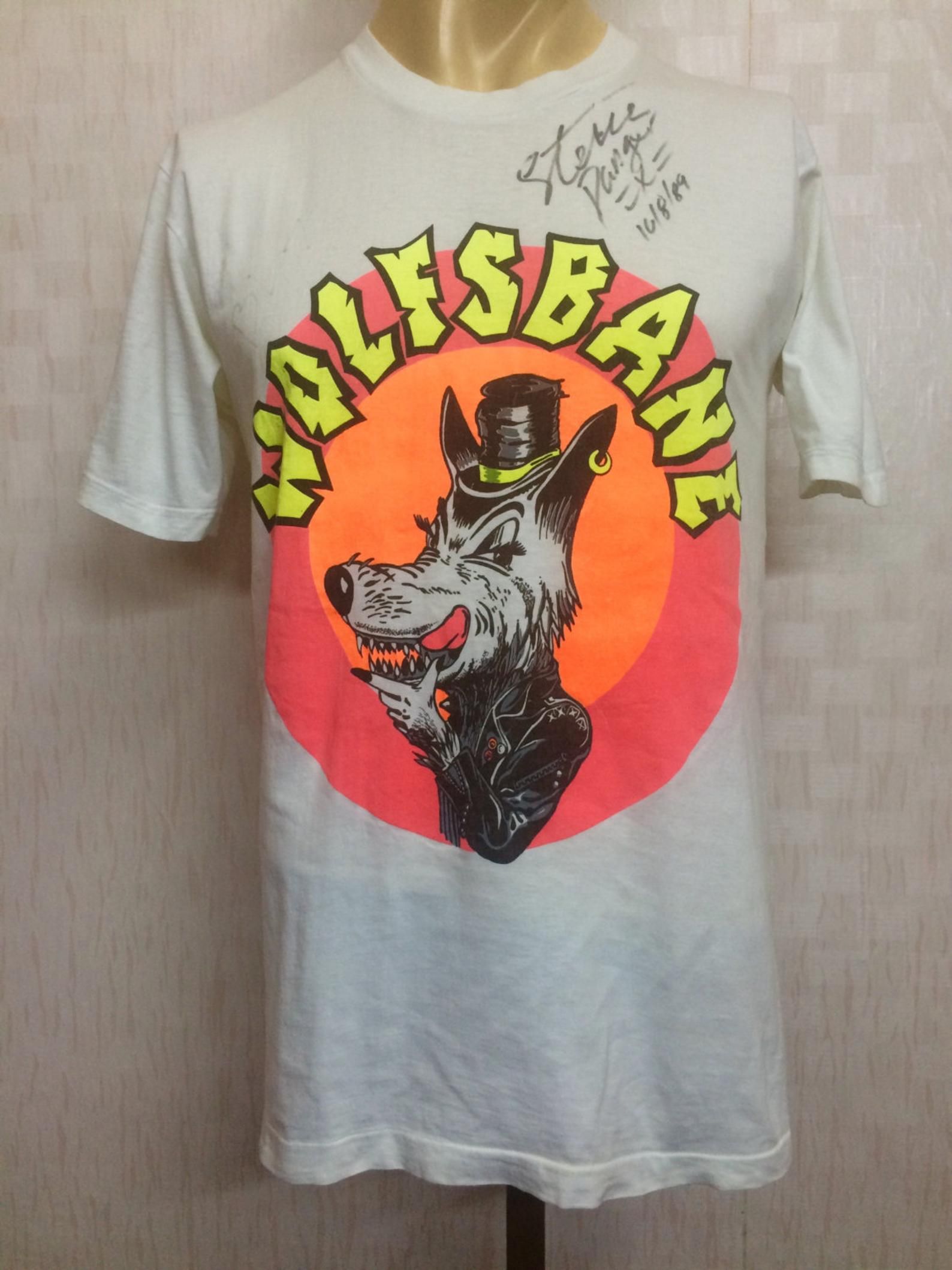 Vintage 80S - 1989 Wolfbanes Tshirt With Autograph Sign Steve Danger And Blaze Baley