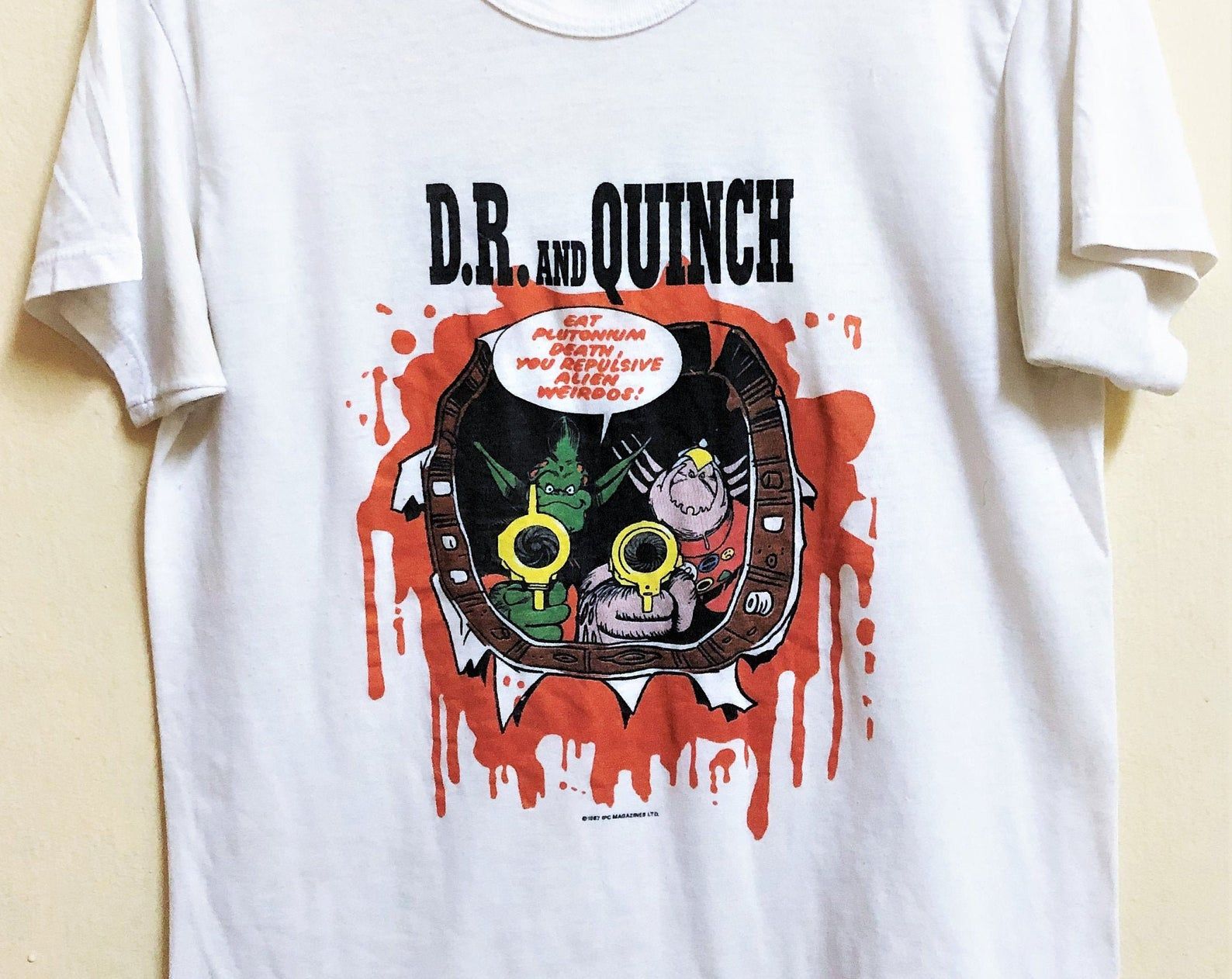 Vintage 80S 2000Ad Dr Quinch Comic Ipc Magazine T-Shirt Punk Judge Dredd