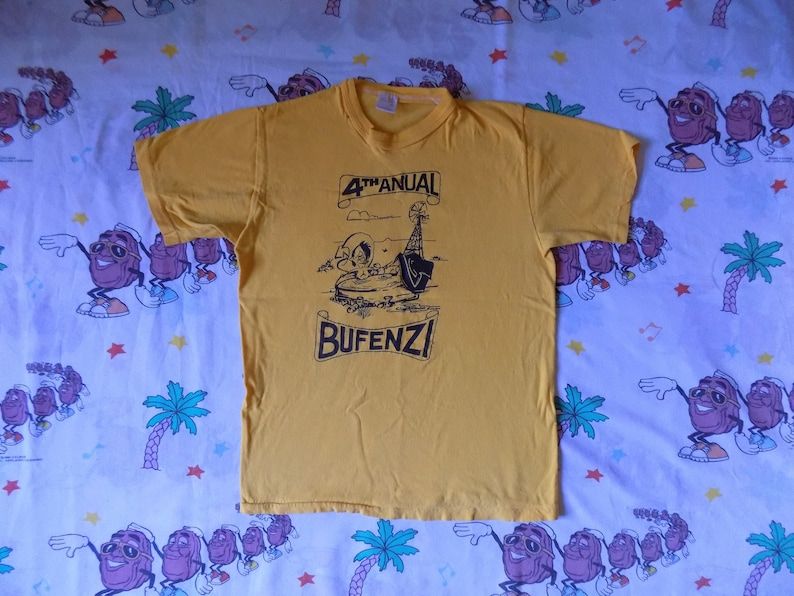 Vintage 80S 4Th Anual Bufenzi T Shirt Size Small Funny Random Cartoon