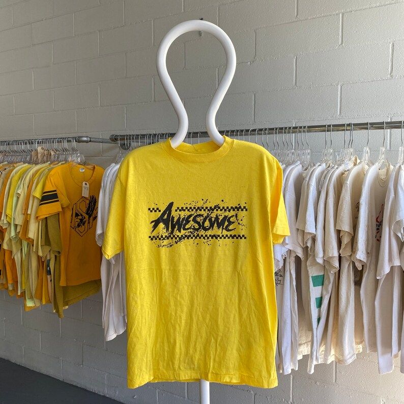 Vintage 80S 50 50 Super Soft Awesome Yellow T Shirt