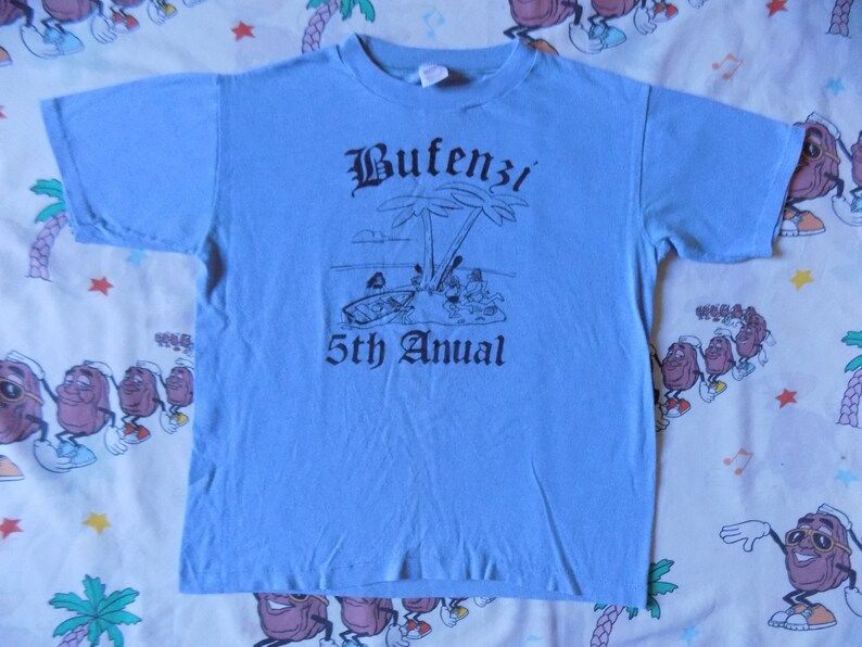 Vintage 80S 5Th Anual Bufenzi T Shirt Size Small Funny Random Cartoon Soft And Thin Novelty