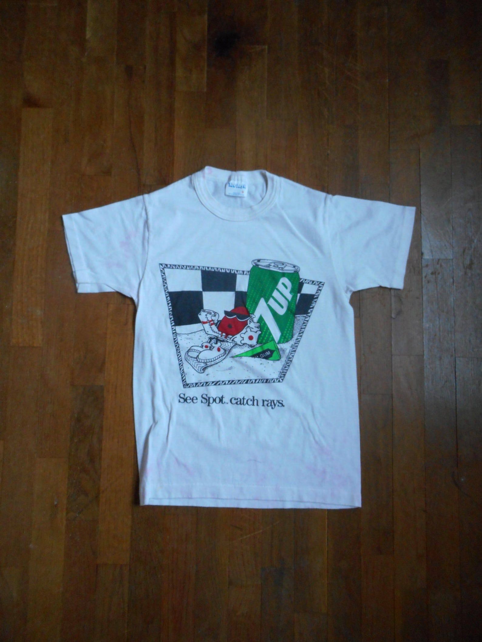 Vintage 80S 7Up Seven Up See Spot Catch Rays Fan Souvenir Tee Jays T Shirt Made In Usa