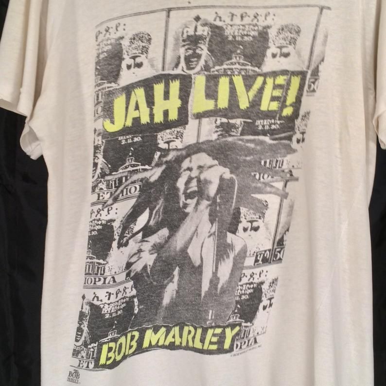 Vintage 80S 90S Bob Marley Promo Shirt Thrashed Distressed Bob Marley Jah Live! Tuff Gong Rasta Reggae Ska Punk Jamaica Sun Island Tee