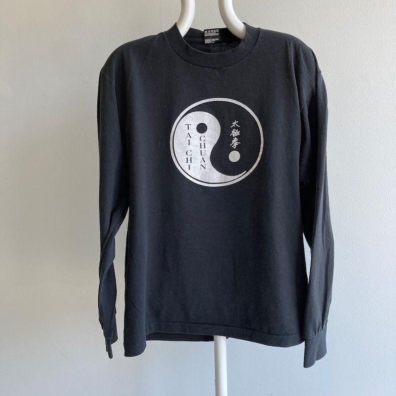 Vintage 80S 90S Fotl Best Tai Chi Chuan Yin Yang T Shirt Long Sleeve