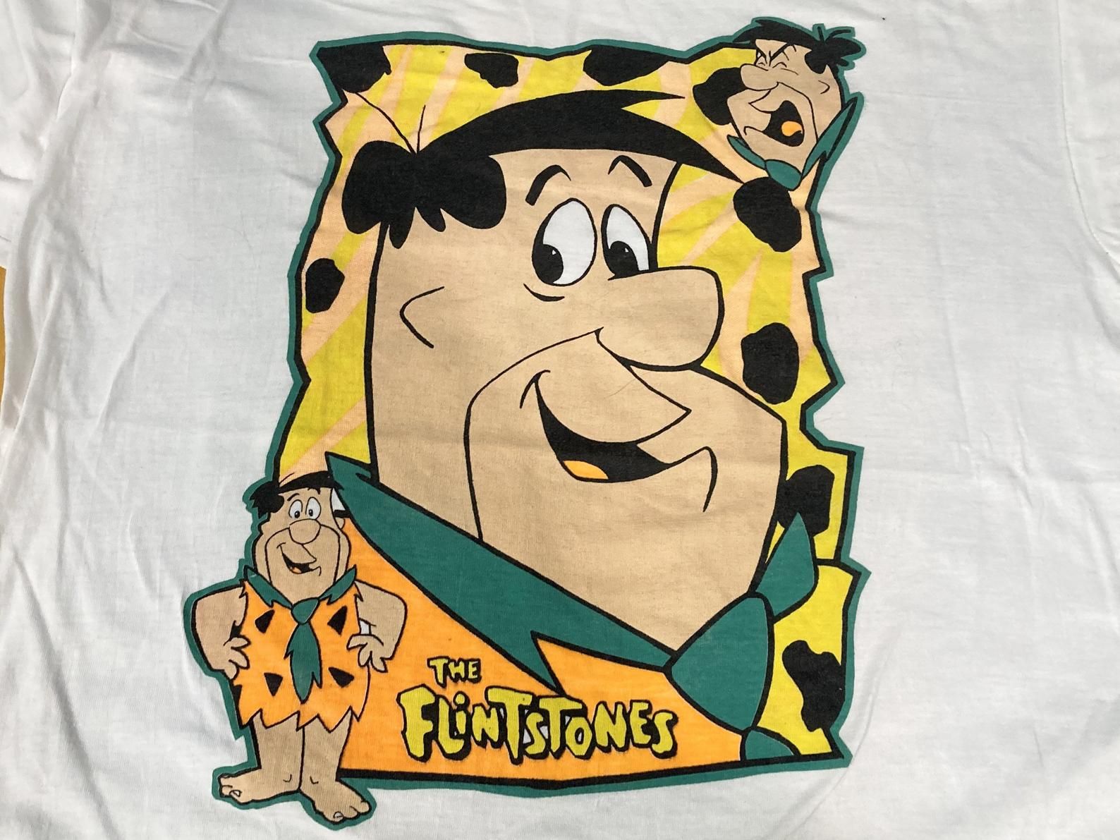 Vintage 80S 90S Fred Flintstone Shirt - Sz L - Single Stitch Cartoon Newtwork Hanna Barbara Tee