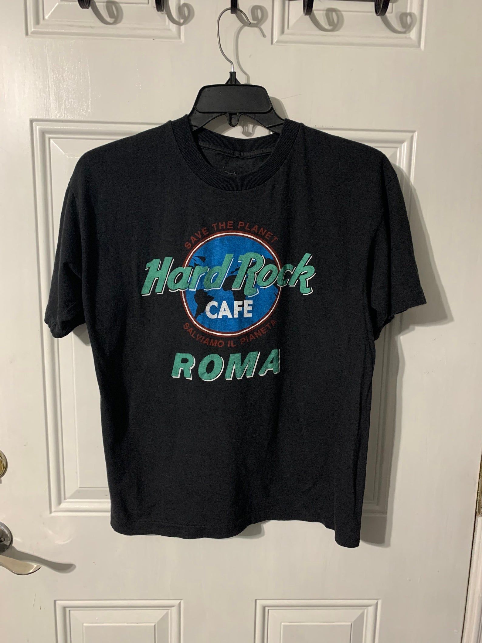 Vintage 80S-90S Hard Rock Cafe Roma Salviamo Il Planeta Save The Plano S-M
