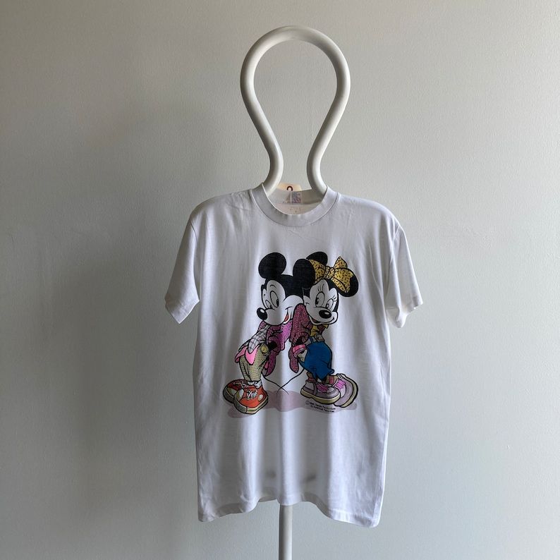 Vintage 80S 90S Made In Korea Mickey And Minnie Graphic T Shirt Their Outfits