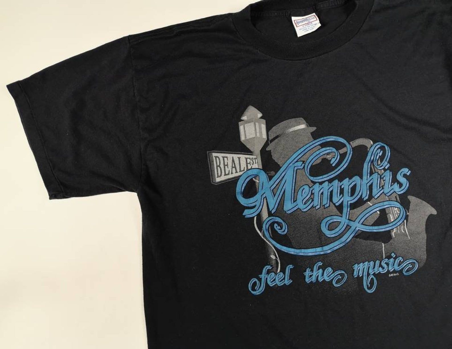 Vintage 80'S/ 90'S Memphis Tennessee Feel The Music Beale St T-Shirt Made In Usa