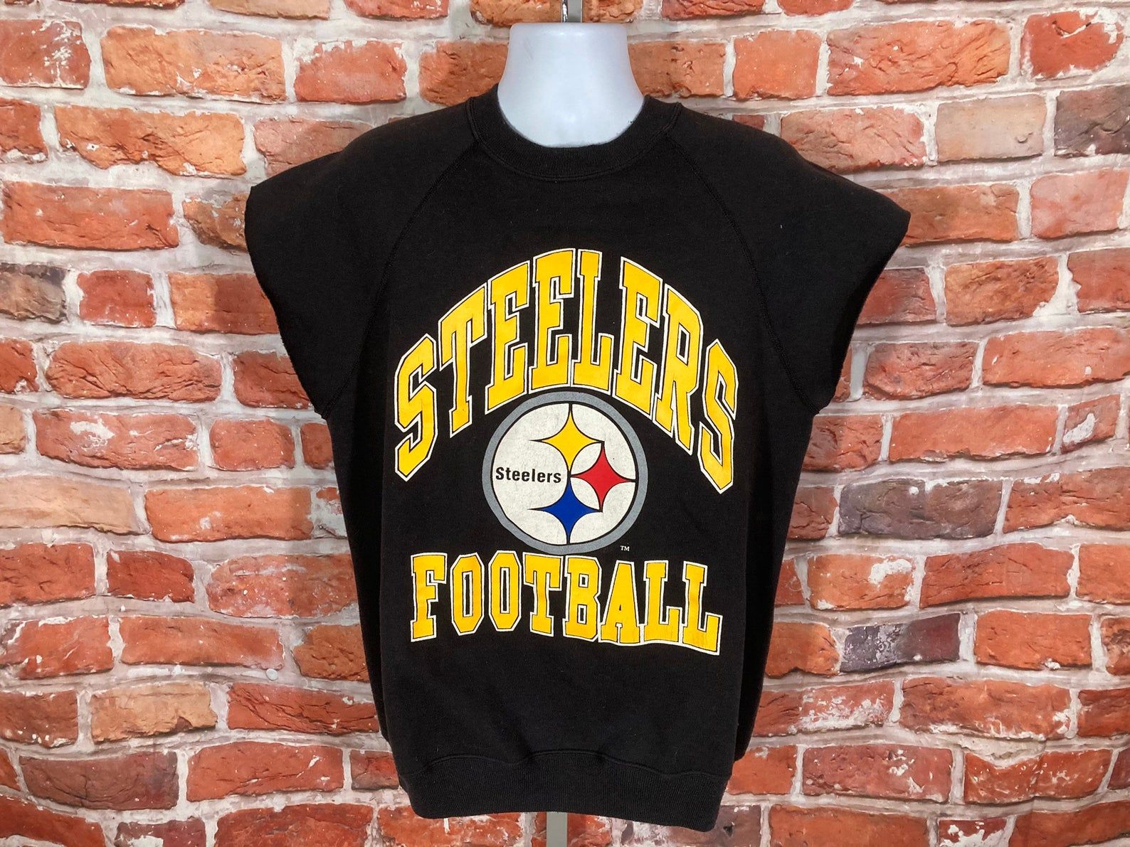 Vintage 80S 90S Pittsburgh Steelers Cut Tank - Sz - Soft 50/50