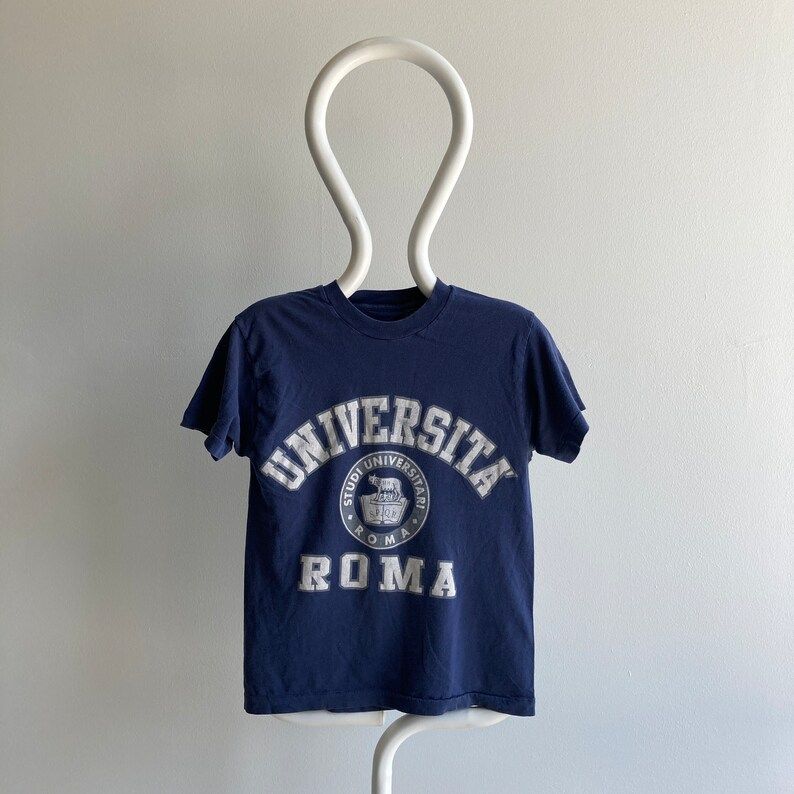 Vintage 80S 90S Rome University Roma Universita Faded Worn T Shirt