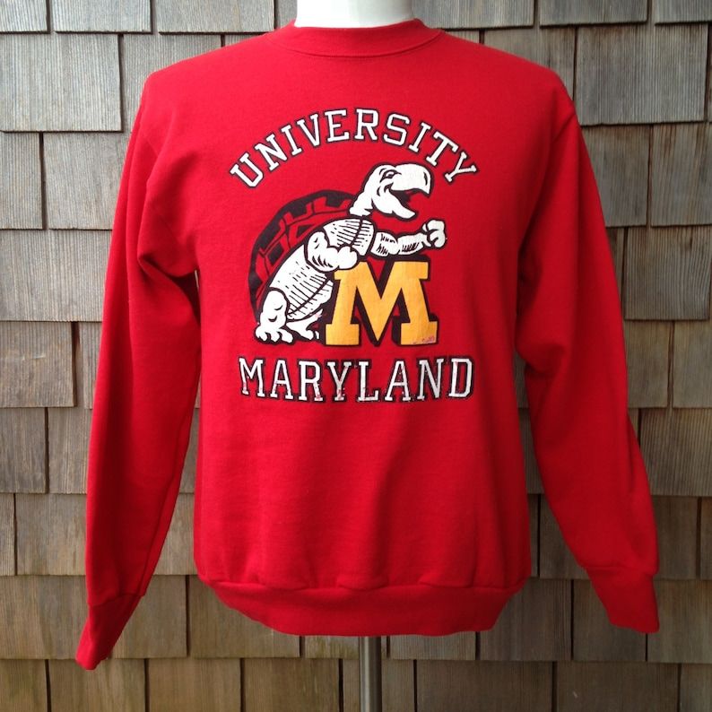 Vintage 80S 90S University Of Maryland Terrapins Sweatshirt Small
