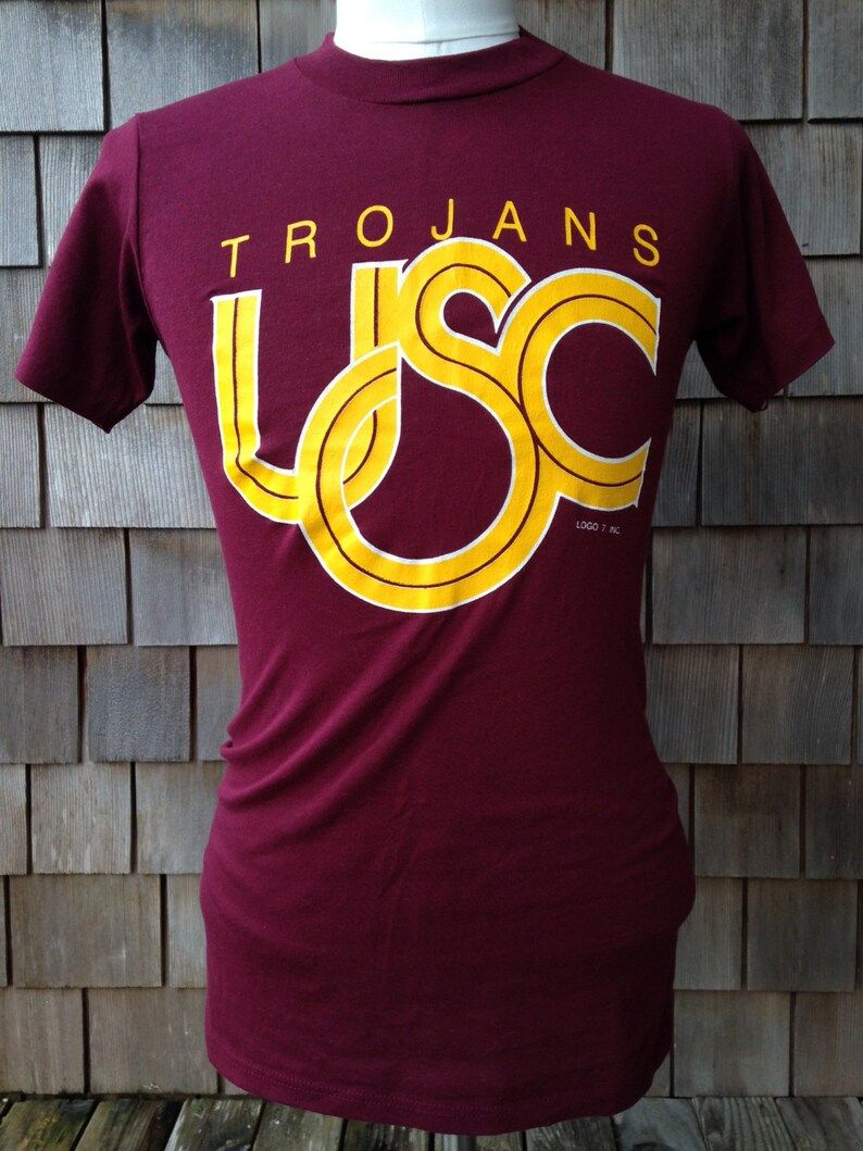 Vintage 80S 90S Usc Trojans T Shirt By Logo 7 Small
