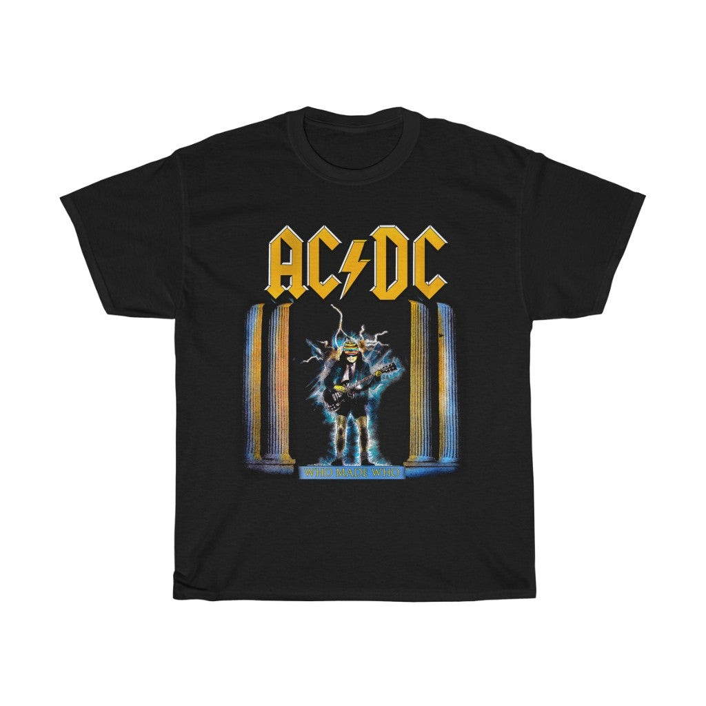 Vintage 80S Ac Dc Who Made Who 1986 Heavy Metal Concert Tour Unisex Heavy Cotton Tee 211106