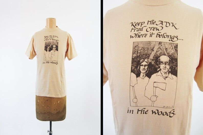 Vintage 80S Adirondack Trail Crew T Shirt Hiking Mountain Climbing New York